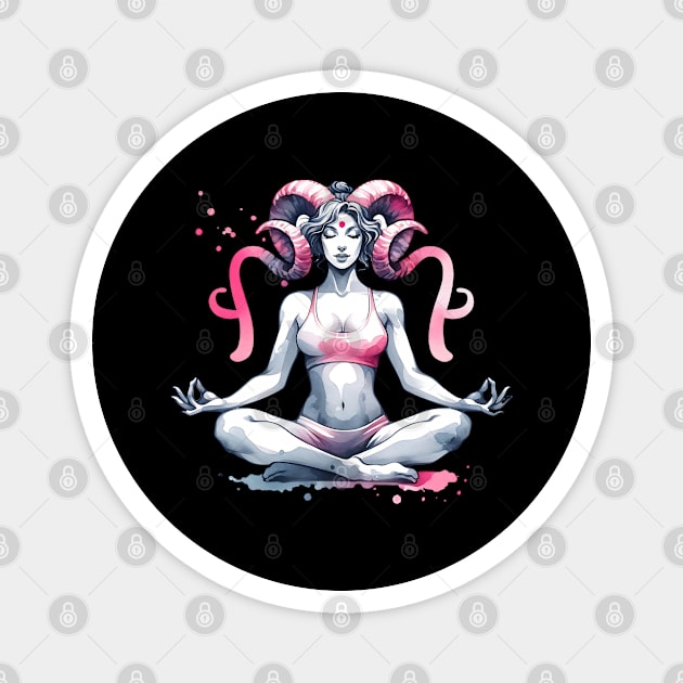 Aries Woman in meditation,Yoga Girl, Yoga Mom Birthday gift, Mothers Day gift Magnet by O.M.Art&Yoga